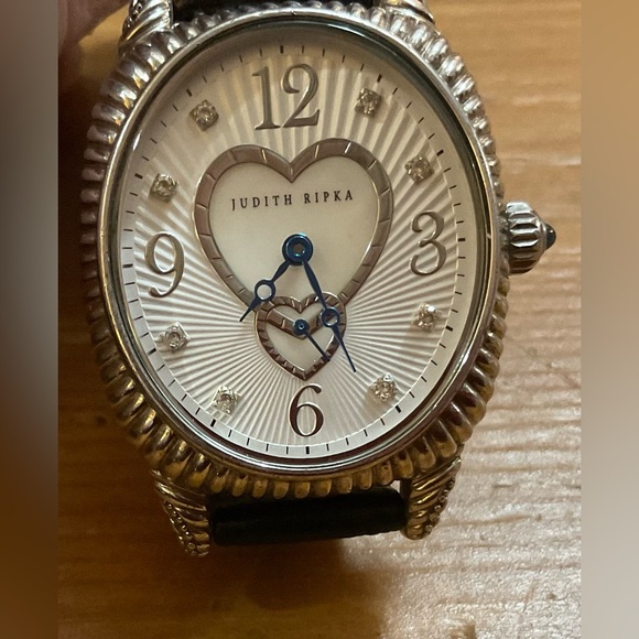 Judith RipkaSterling Silver mother of pearl hearts deployment buckle wrist watch - Picture 2 of 8